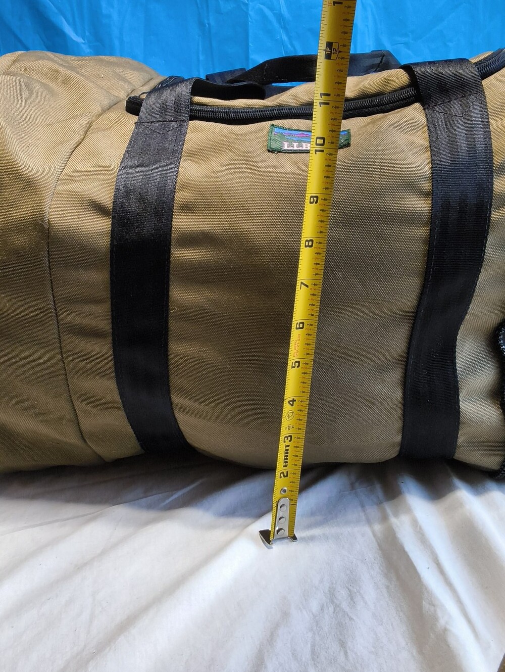 Vintage L.L. Bean Brown Canvas Duffle Bags Weekender Travel Gear Retro Blue Logo - Picture 13 of 16
